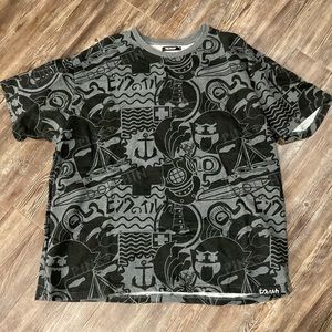 Pink dolphin all over print black and grey shirt